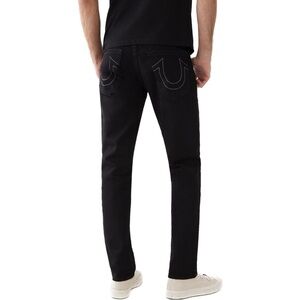 True Religion Mens Geno Relaxed Slim Jeans 36x30 Gray Black Wash Cotton Blend